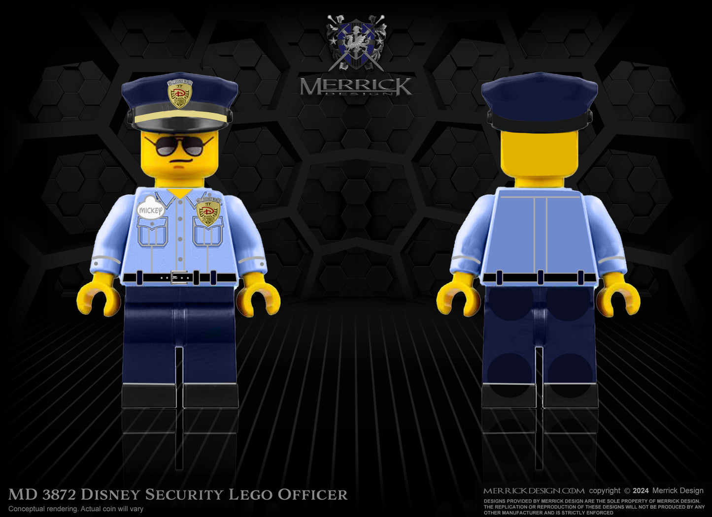 Disney Security Lego Officer Challenge Coin | 2.5 inch | Unofficial