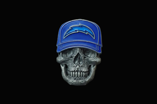 LA ICE Chargers Skull 3D Challenge Coin | 3 inch | Navy Blue Hat