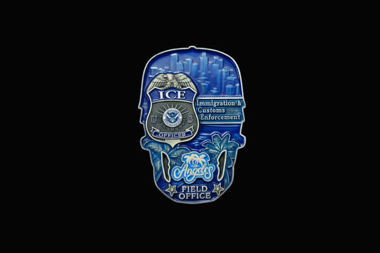 LA ICE Chargers Skull 3D Challenge Coin | 3 inch | Navy Blue Hat