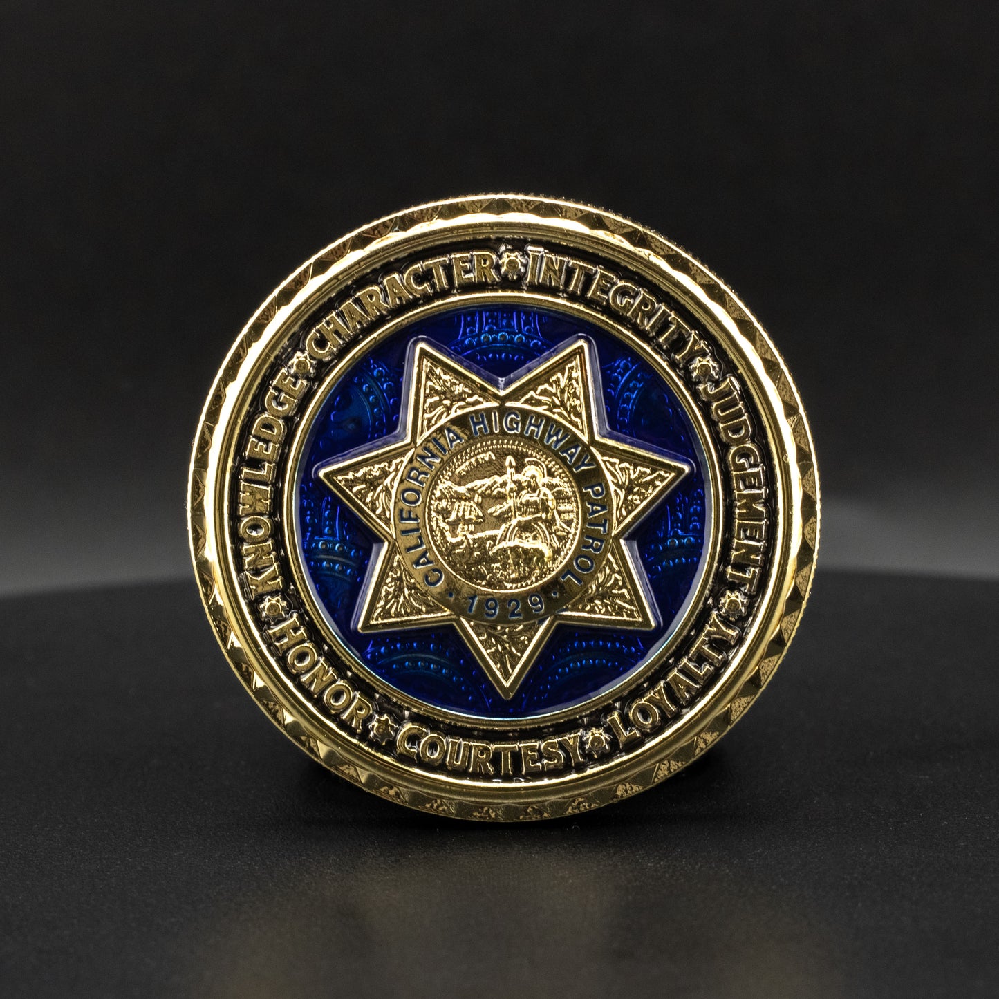California Highway Patrol Cargo Theft Challenge Coin | 2 inch | Shiny Gold and Chrome