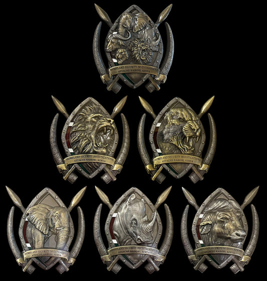 HSI Nairobi Big 5 Complete Set | 3 inch | Antique Silver & Antique Brass