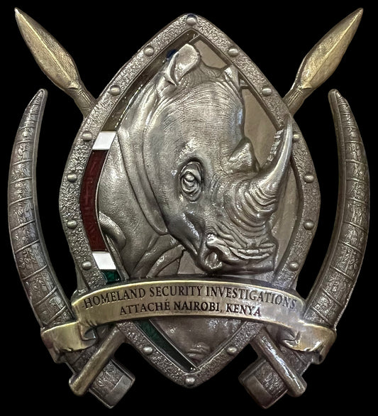 HSI Nairobi Big 5 Rhino | 3 inch | Antique Silver & Antique Brass