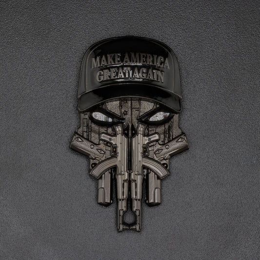 Trump MAGA Black Hat Challenge Coin | 3 inch | Black Nickel with Enamel