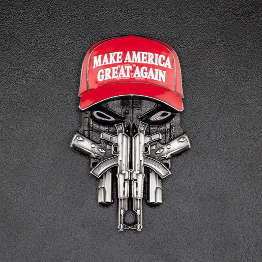 Trump MAGA Red Hat Challenge Coin | 3 inch | Black Nickel with Enamel