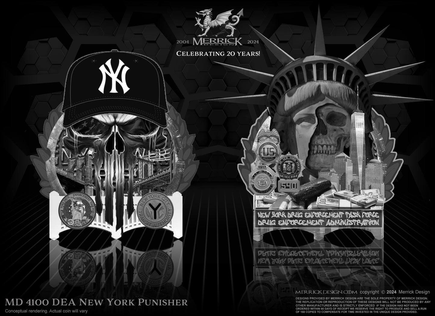 NYC Drug Enforcement Task Force Punisher Yankees 7" (PRE-SALE)