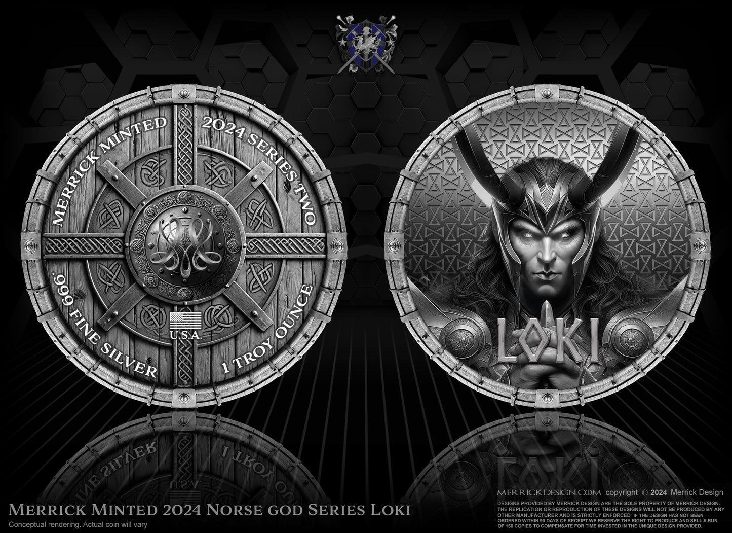 Norse Gods Series Loki 1 Oz Silver Coin + FREE gold Loki challenge coin