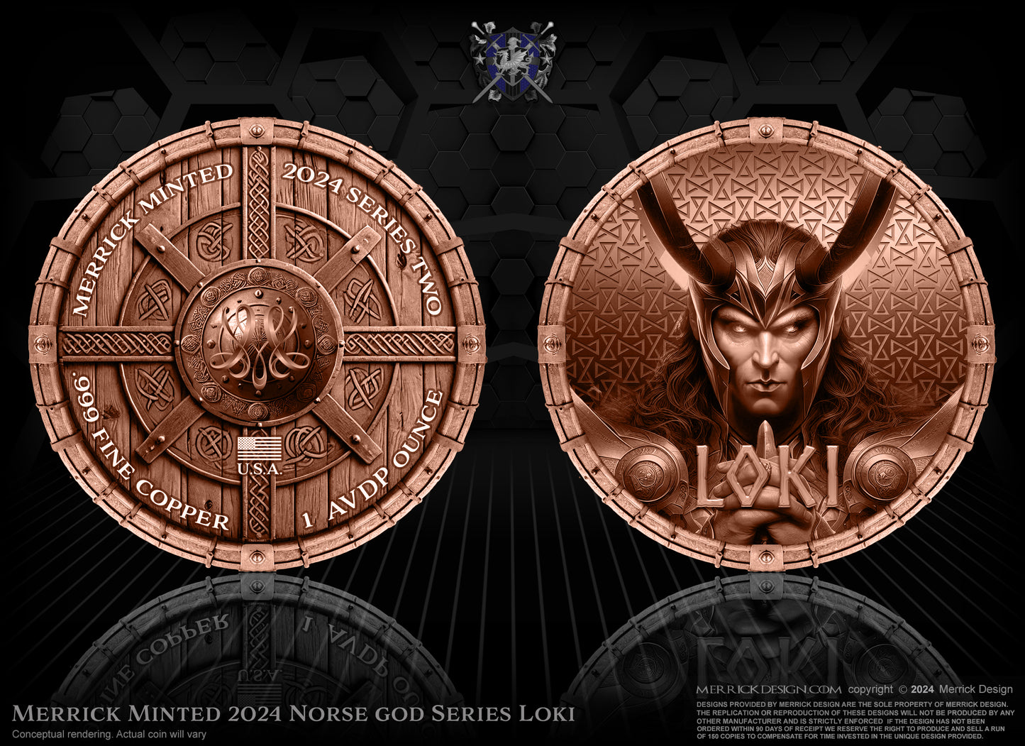 Norse Gods Series Loki 1 Oz Silver Coin + FREE gold Loki challenge coin