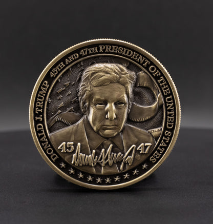 Donald Trump Challenge Coin 2.0 | 2 inch | Antique Gold