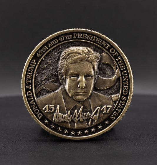 Donald Trump Challenge Coin 2.0 | 2 inch | Antique Gold