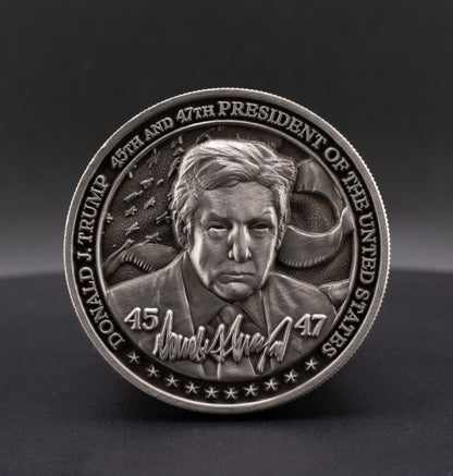 Donald Trump Challenge Coin 2.0 | 2 inch | Antique Silver