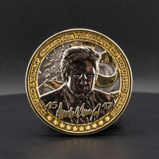 Donald Trump Challenge Coin 2.0 | 2 inch | Shiny Gold and Shiny Silver