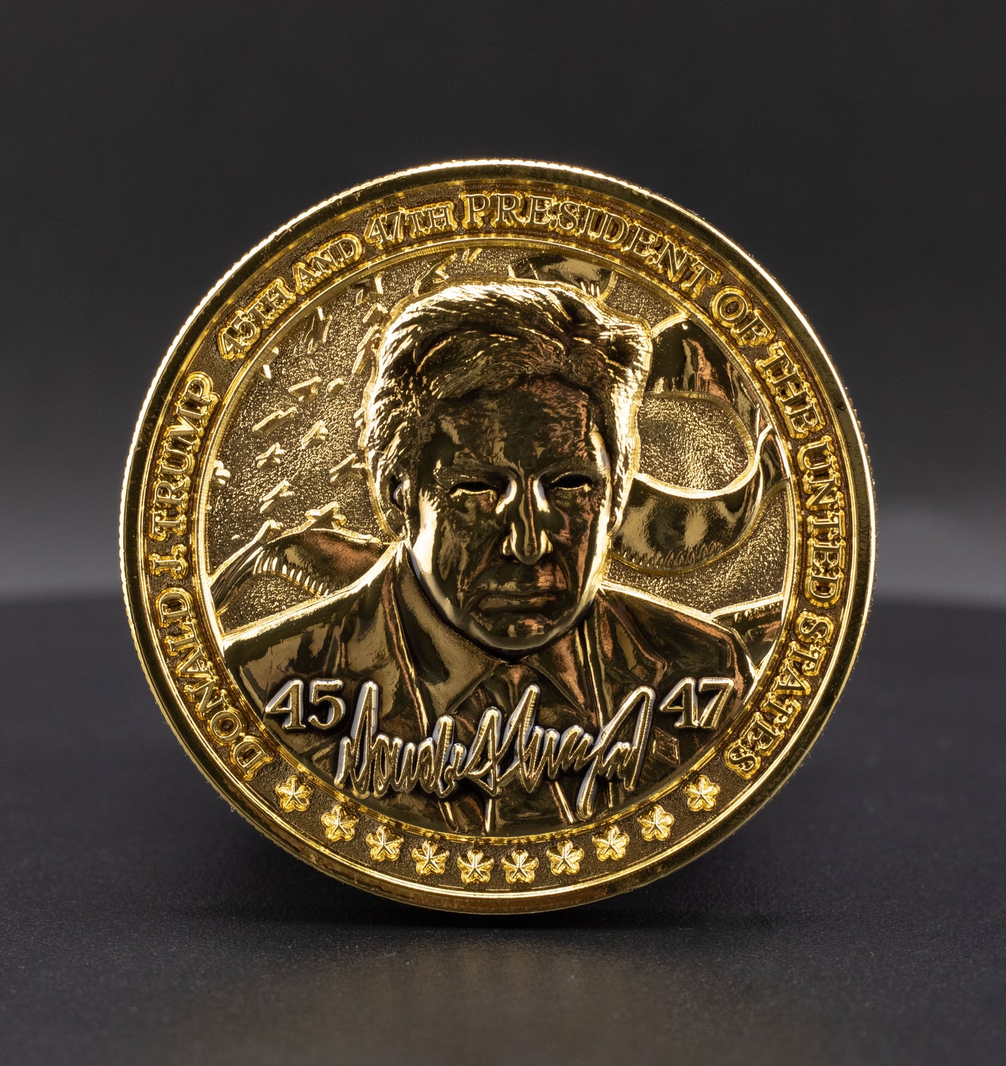 Donald Trump Challenge Coin 2.0 | 2 inch | Shiny Gold