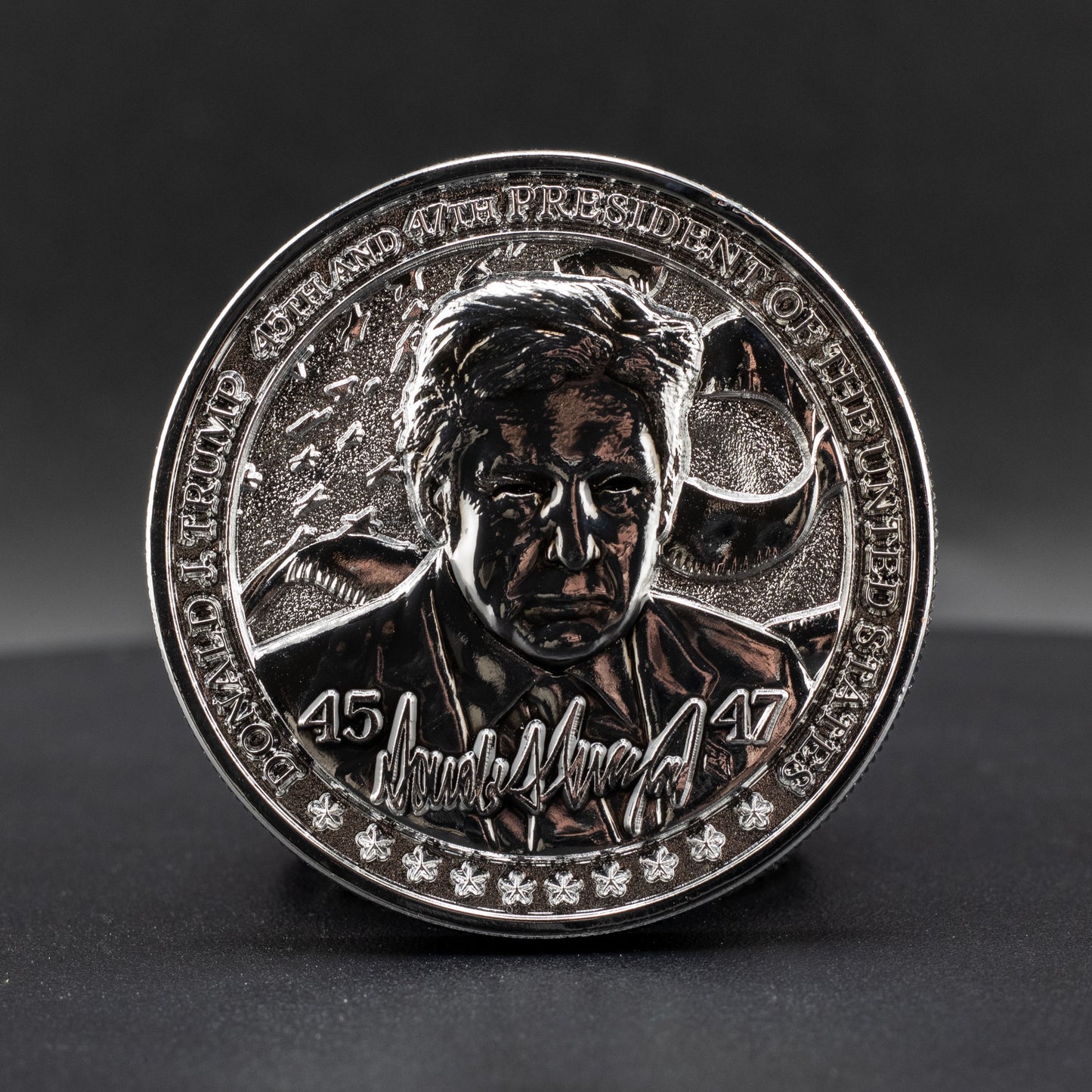 Donald Trump Challenge Coin 2.0 | 2 inch | Shiny Silver