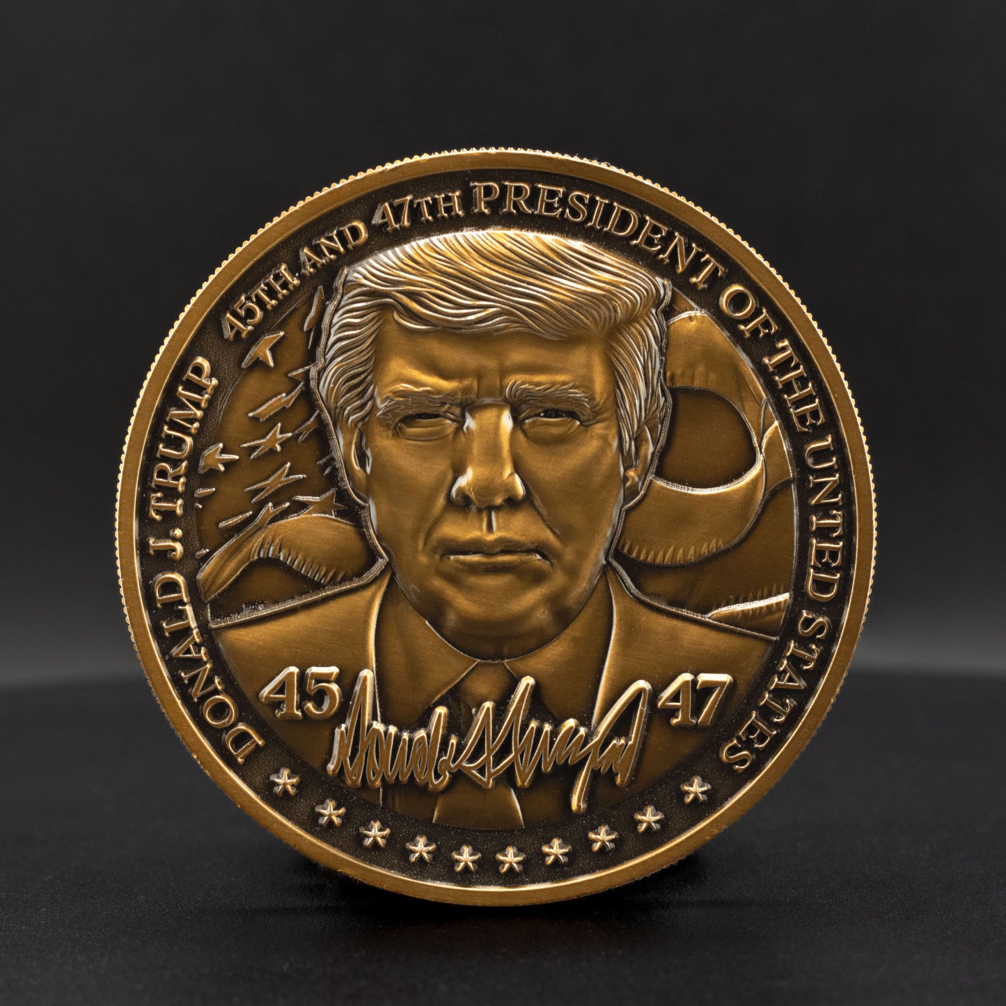 Donald Trump Challenge Coin | 2.25 inch | Antique Gold