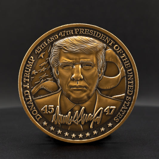 Donald Trump Challenge Coin | 2.25 inch | Antique Gold