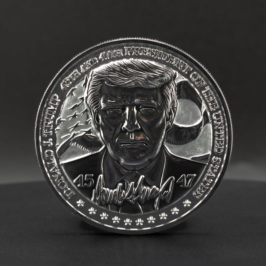 Donald Trump Challenge Coin | 2.25 inch | Shiny Silver
