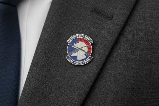USAF Honor Guard 1" Lapel Pin Chrome and Gold Enamel