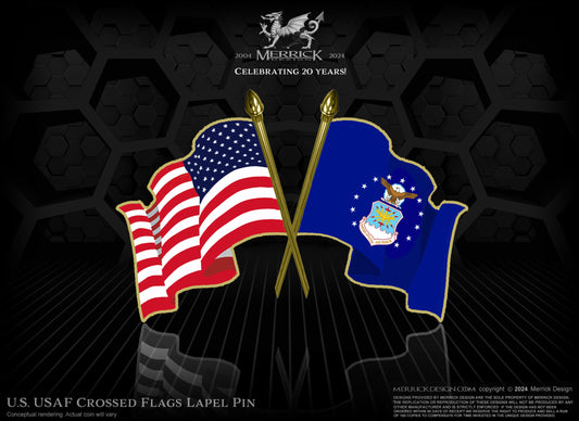 U.S. USAF Crossed Flags Lapel Pin