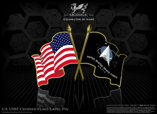 U.S. USSF Crossed Flags Lapel Pin