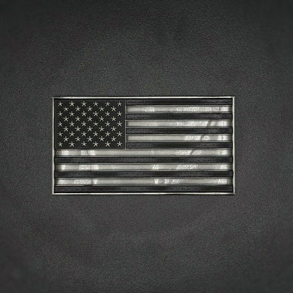 U.S. Flag Metal Auto Decal Subdued | 4" Antique Silver with Black Accents