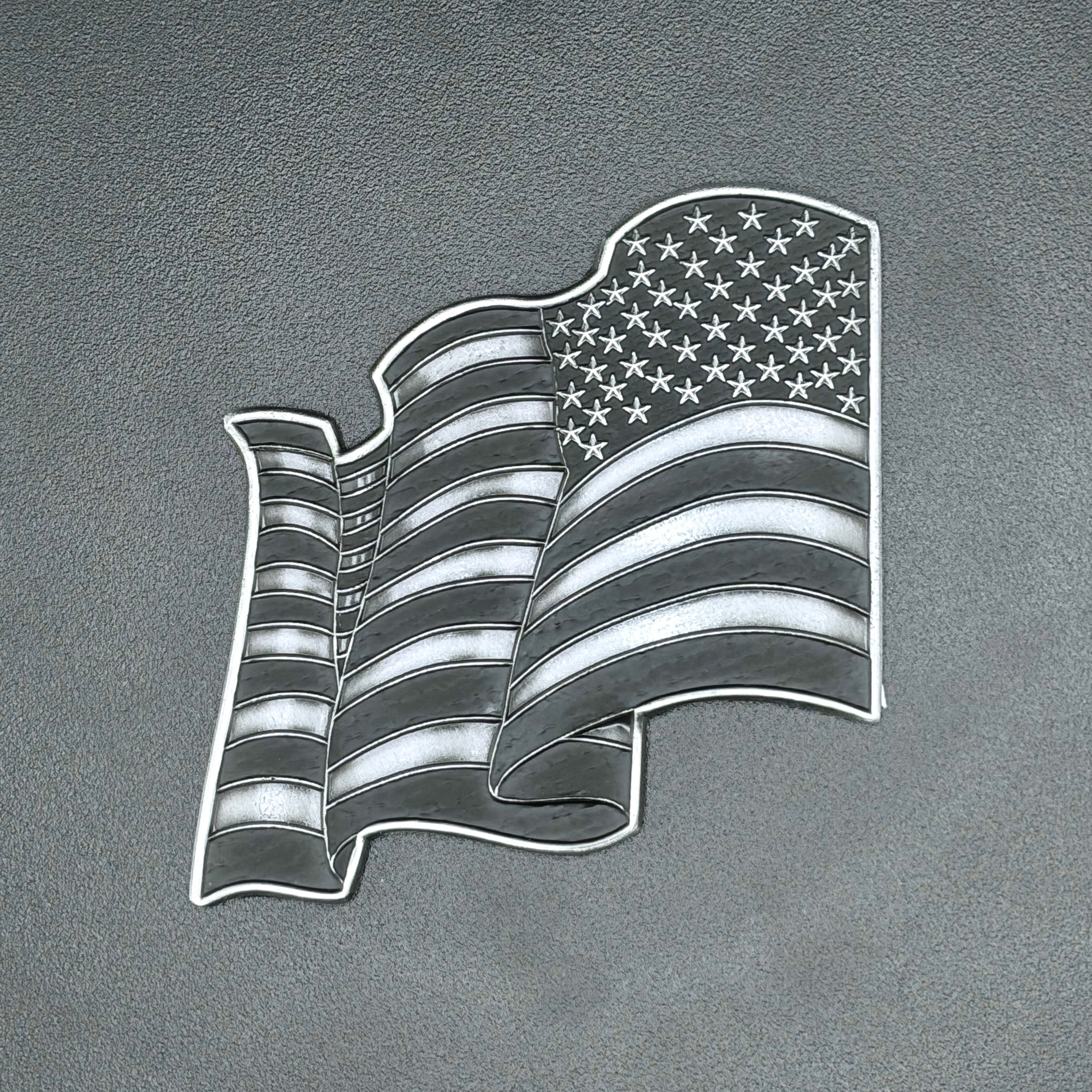U.S. Furled Flag Metal Auto Decal Reverse Orientation Subdued | 4