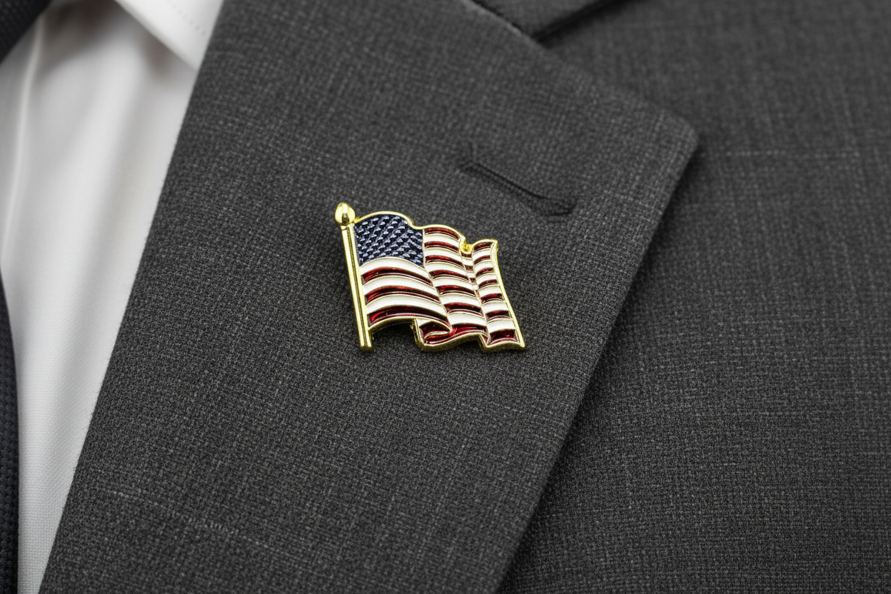 U.S. Flag Lapel Pin | 1 inch | Full Color | Chrome with Red, White and Blue Enamel