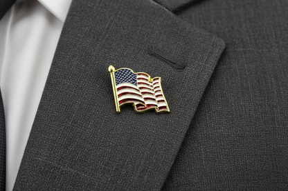 U.S. Flag Lapel Pin | 1 inch | Full Color | Chrome with Red, White and Blue Enamel
