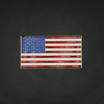 U.S. Flag Metal Auto Decal Full Color | 4" Chrome with Red, White and Blue Enamel