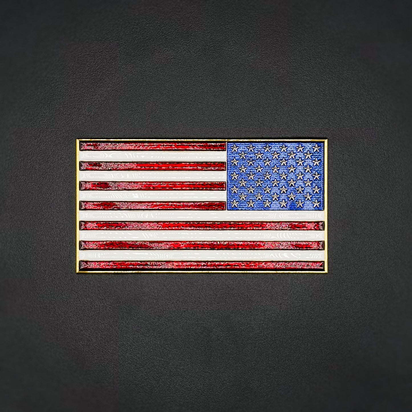 U.S. Flag Metal Auto Decal Reverse Orientation Full Color | 4" Chrome with Red, White and Blue Enamel