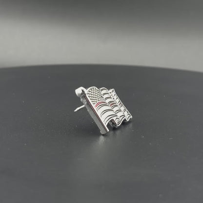 U.S. Flag Lapel Pin | 1 inch | Thin Red Line | Chrome with Red and Black Enamel