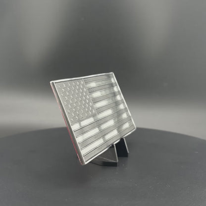 U.S. Flag Metal Auto Decal Subdued | 4" Antique Silver with Black Accents
