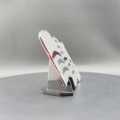 U.S. Furled Flag Metal Auto Decal Thin Red Line | 4" Chrome with Red and Black Enamel